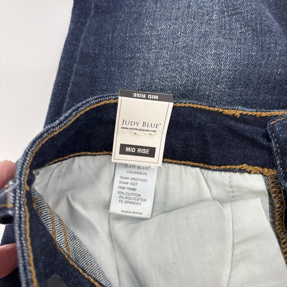 Judy Blue Skinny Fit Mid Rise Jeans Women's Size 5/27 Dark Wash Stretch - Picture 4 of 8